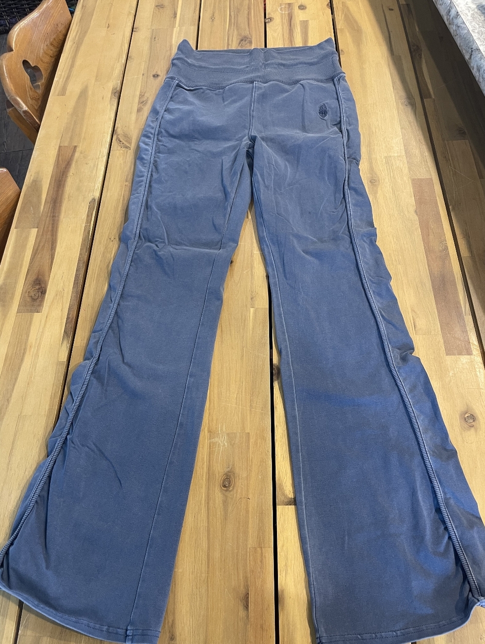 Free People Movement Womens Blue Limitless Flared Cotton Low Rise Sweatpants Med